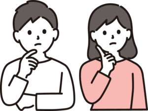 考える男女のイラスト
