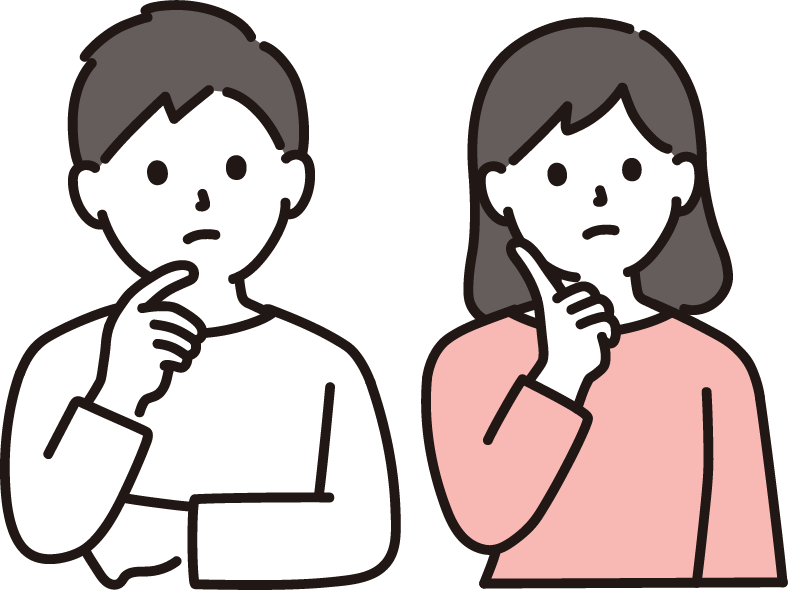 考える男女のイラスト