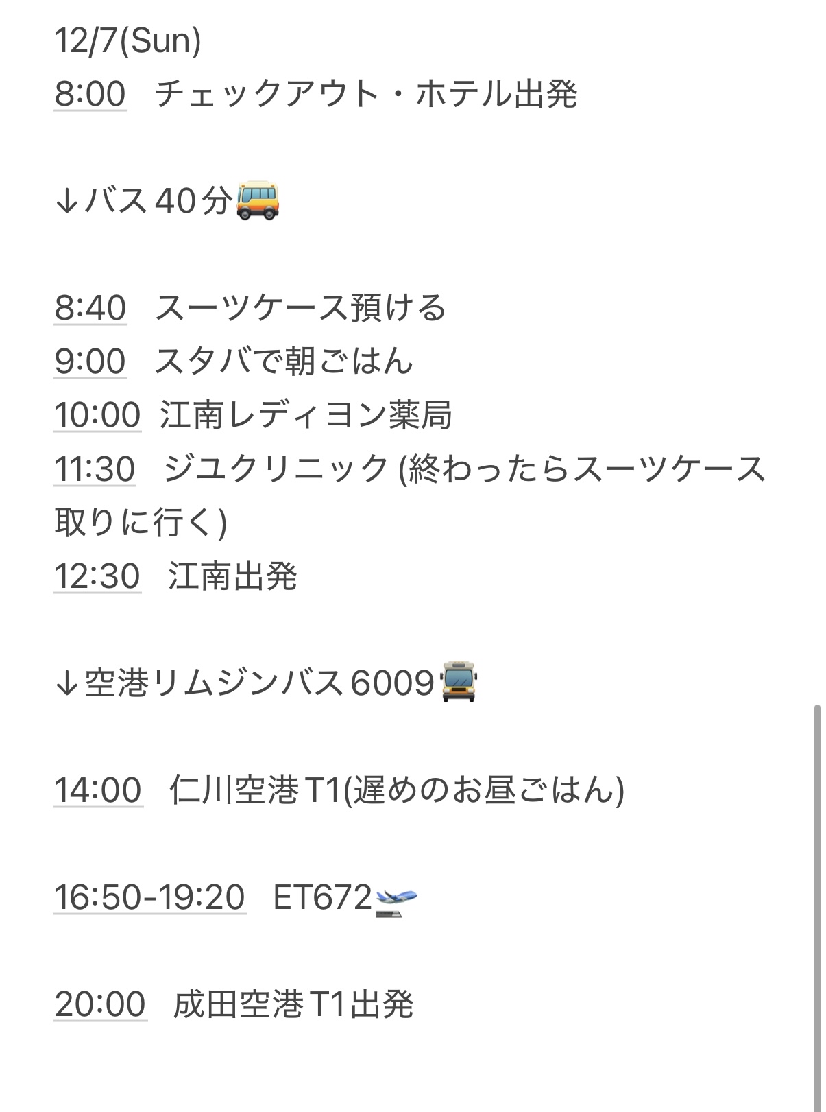 ソウル旅行 分刻みスケジュール