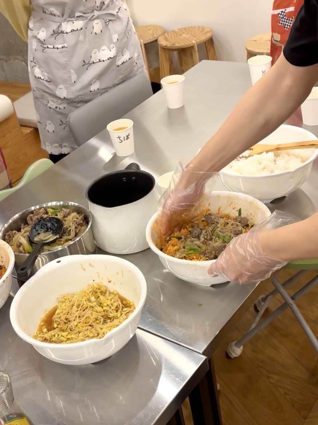 立川校 料理イベント ビビンバづくり