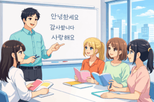 天白区から通える韓国語教室のレッスン風景と明るい教室の様子